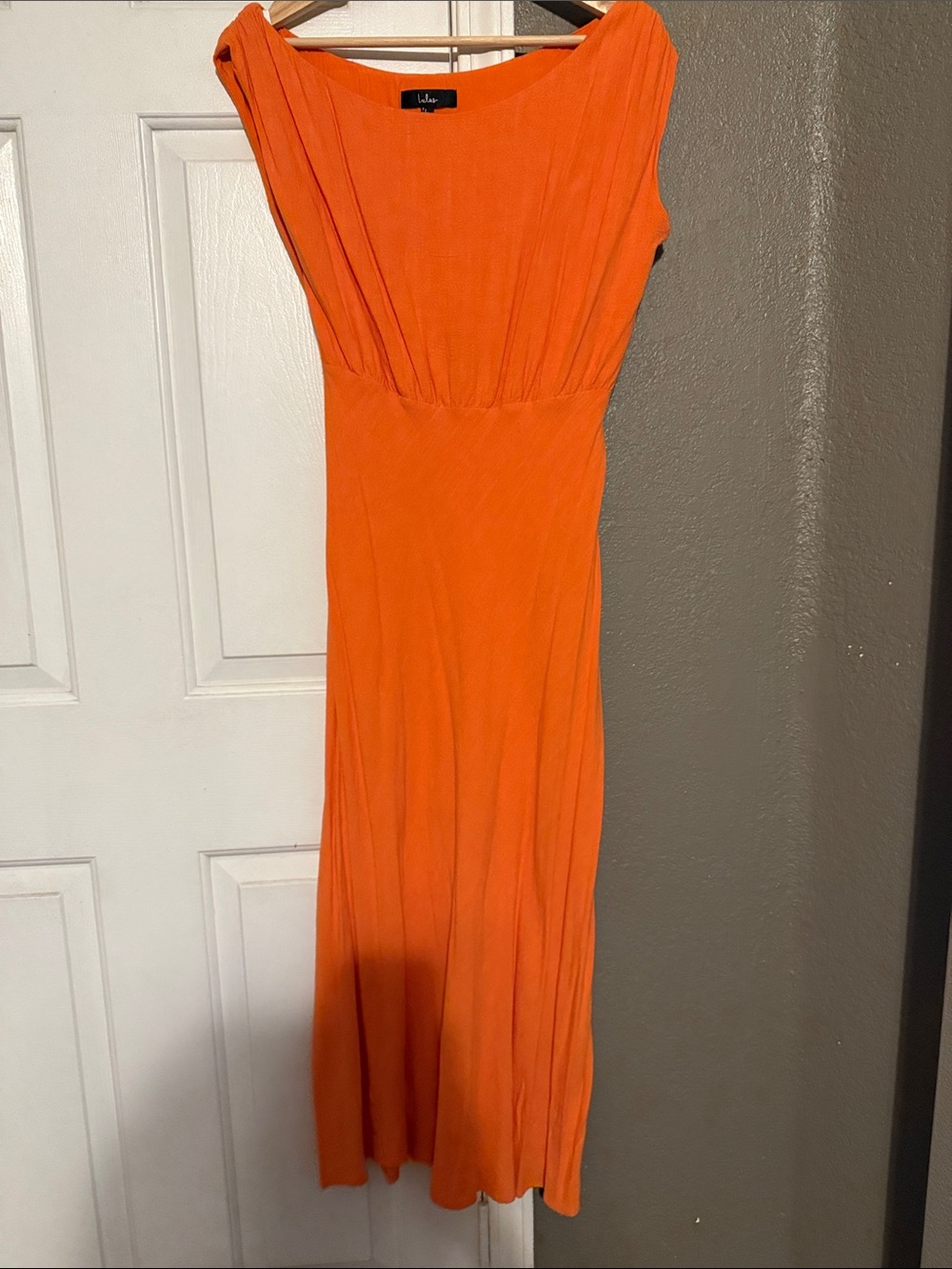 Lulus Bright Orange one shoulder Maxi Dress